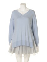 Ａラインニットコンビワンピース/SAX