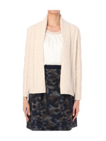 ケーブル編みノーボタンニットカーディガン/ライトベージュ(051)