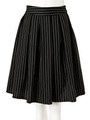 ストライプバックリボンフレアスカート/ブラック