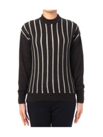 ストライプ柄ドロップショルダーニット/チャコールグレー(314)