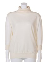 スリーブシフォンニットプルオーバー/BLU