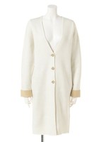 ダブルフェイスカーディガン/グレ-