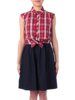 チェック切り替えドッキングワンピース/レッド(262)