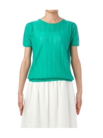 透かし編みリネンニット/グリーン(022)