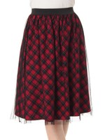【ヒルナンデスで紹介】チュール重ねチェックＳＫ/レッド