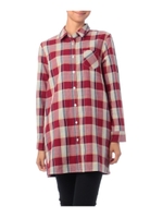 ガーゼチェックロングシャツ/ワインレッド(263)