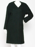 シャギー中綿ノーカラーコート/ネイビー