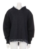 デニムスウェットパーカー/ブラック