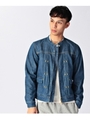ノーカラーデニムジャケット/ブルー(092)