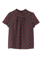 ハイネックチェック柄ブラウス/ブラック(119)