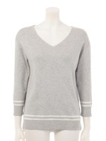 ライン入り総針Vニット(追加生産)/ライトグレー
