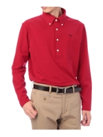 刺繍入り長袖ポロ衿シャツ/レッド(062)