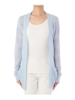 透かしボーダートッパーニットカーディガン/ブルー系(091)