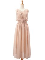 Oシフォンロングワンピ/ピンクベージュ