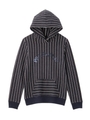 [S]ストライプ×ロゴフーデッドプルオーバー/ネイビー(393)