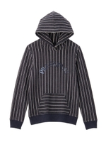 [S]ストライプ×ロゴフーデッドプルオーバー/ネイビー(393)