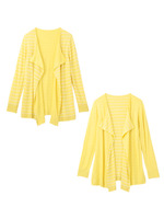 [S]ボーダー×無地リバーシブルカーディガン/ネイビー系(093)