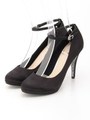 グリッターソールアンクルストラップパンプス/BLACKSUEDE