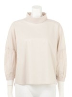 スタンドネックブラウス/ベージュ