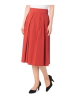 タイプライターミモレ丈プリーツスカート/ワインレッド(063)