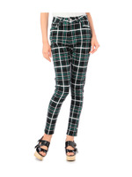 チェック柄スキニーパンツ/グリーン系(222)