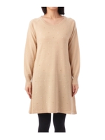 ドット刺しゅうニットワンピース/ライトベージュ(051)