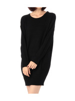 ドロップショルダーニットワンピース/ネイビー系(094)