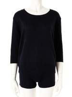 ニットトップス×ニットショートパンツセット/ネイビー