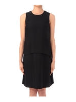 バックプリーツ切り替えバイカラーワンピース/ブラック(519)