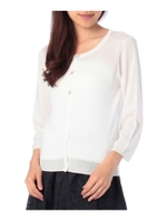 バックメッシュクルーネックカーディガン/オフホワイト(003)