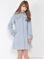 ファー付Ａラインコート/ベージュ