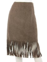 フェイクスエードフリンジＳＫ/カーキ