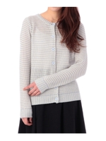 ラウンドネックローゲージニットカーディガン/ライトグリーン(021)