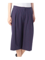 リネン混ストライプクロップドパンツ/ネイビー(393)