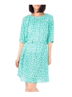 手描き風ドットプリントフレアワンピース/ライトグリーン(121)