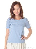 袖チュールT/青系