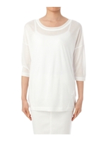 [L]リブラウンドネックドルマンスリーブカットソー/ホワイト(601)