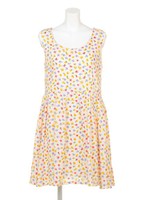 【Agneau7】 花柄タックワンピース/ネイビー