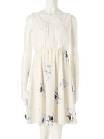 【ECURY】サテンフラワー切替ワンピース/パステルイエロー