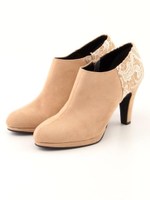 【LeChione】バックレースブーティ/ベージュ