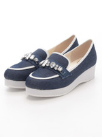 【REZOY】ラバーソールビジュー付きローファー/デニム