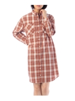 コットンチェックシャツワンピース/レンガ(269)