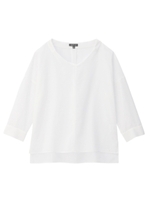 ナローストライプ七分袖ブラウス/ホワイト(001)