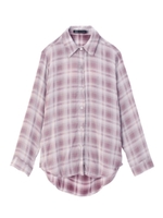 バックあきチェック柄シャツ/ボルドー(264)