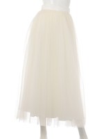 ボリュームチュールロングスカート/ホワイト