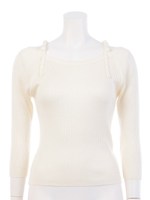 肩リボンリブニット/ボルドー