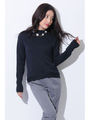 【OU】プチタートルリブニットTOP/NAVY