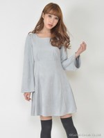 エコスエードスピンドルワンピ/ライトブルー