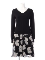 ティアローズニットコンビワンピース/ライトグレー