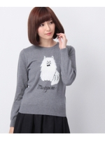 ネコモチーフニット/ネイビー(093)